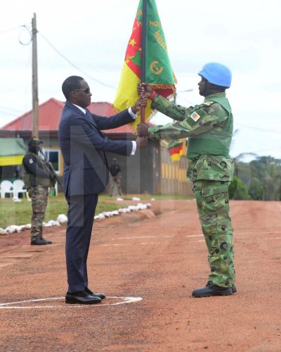 Remise de l'Etendard au 13ème Contingent Camerounais déployé à la MINUSCA